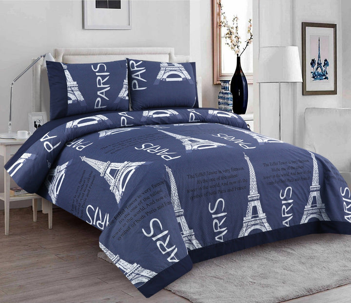 3 Pcs Cuffed Printed Bedsheet Set - 1260