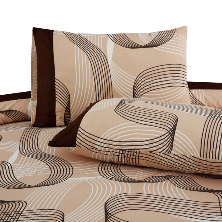 3 Pcs Cuffed Printed Bedsheet Set - 1281