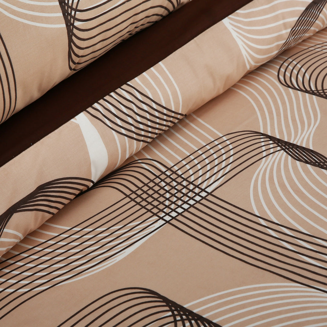 3 Pcs Cuffed Printed Bedsheet Set - 1281