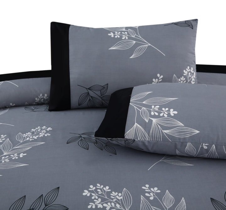 3 Pcs Cuffed Printed Bedsheet Set - 1257