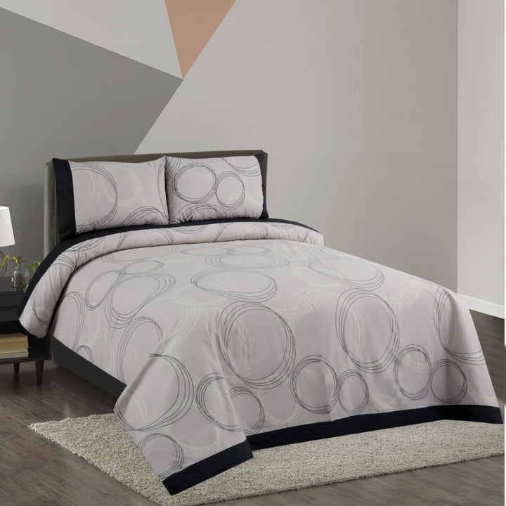 3 Pcs Cuffed Printed Bedsheet Set - 1284