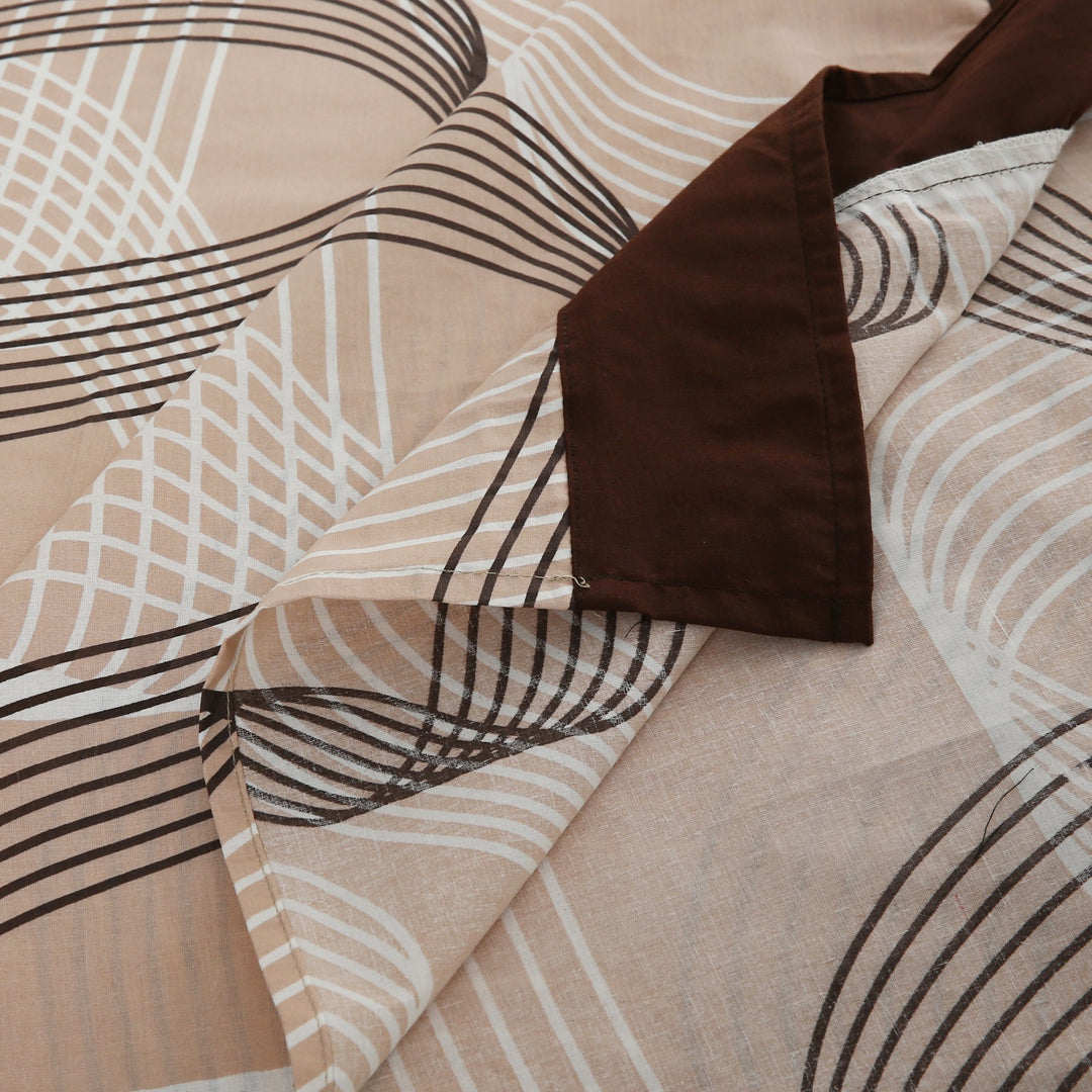 3 Pcs Cuffed Printed Bedsheet Set - 1281