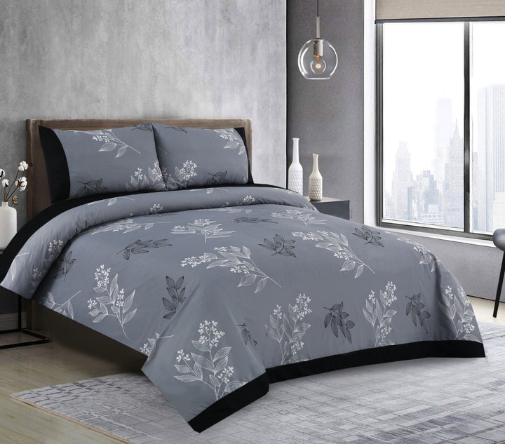 3 Pcs Cuffed Printed Bedsheet Set - 1257