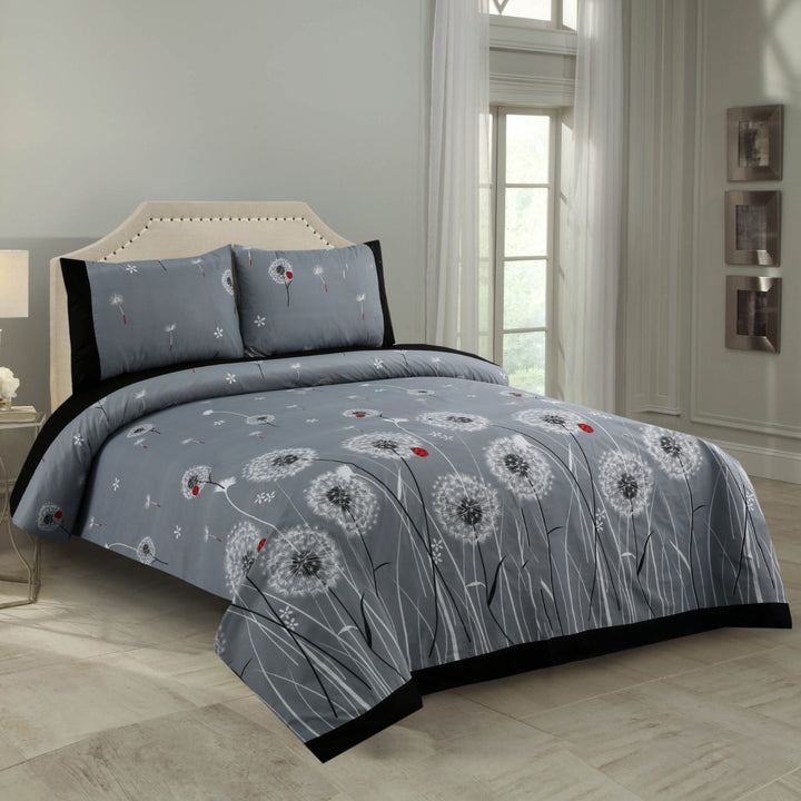 3 Pcs Cuffed Printed Bedsheet Set - 1283