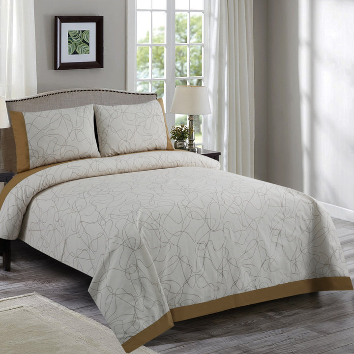 3 Pcs Cuffed Printed Bedsheet Set - 1282
